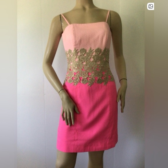Lilly Pulitzer Strapless Dress in Pink with Gold Accents - Picture 7 of 7
